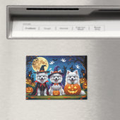 アメリカン・エスキモー・ドッグス・カボチャ・ハロウィンおもしろい マグネット (インサイチュ (食洗機))