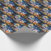 アメリカン・エスキモー・ドッグス・カボチャ・ハロウィンおもしろい ラッピングペーパー (角)