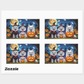 アメリカン・エスキモー・ドッグス・カボチャ・ハロウィンおもしろい 長方形シール (シート)