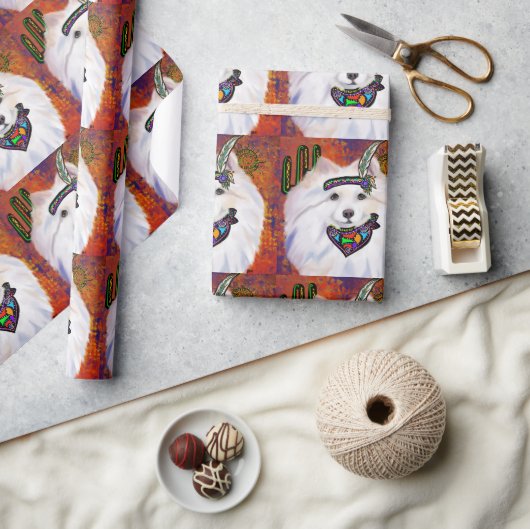 アメリカン・エスキモー・ドッグ ラッピングペーパー (クラフト)