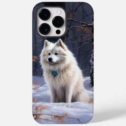 アメリカン・エスキモー・ドッグ 雪の降るクリスマス Case-Mate iPhoneケース (裏面)