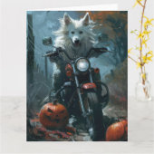 アメリカン・エスキモー ハロウィン オートバイ カード (黄色い花)