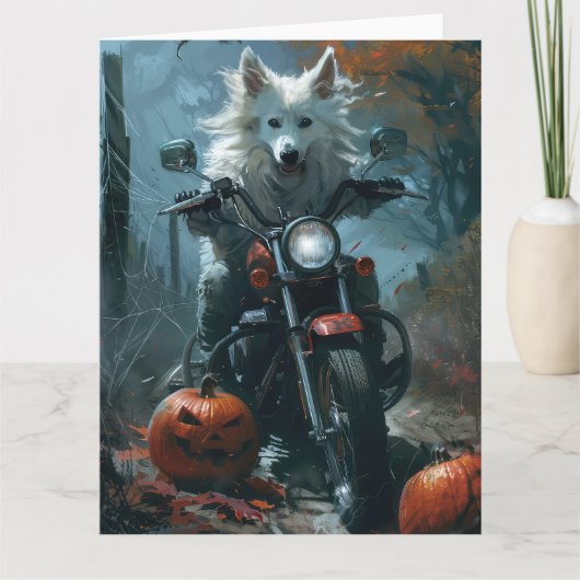 アメリカン・エスキモー ハロウィン オートバイ カード (正面)