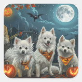 アメリカン・エスキモー・ハロウィン・スプーキー スクエアシール (正面)