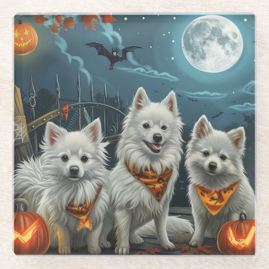 アメリカン・エスキモー・ハロウィン・ホラー ガラスコースター (正面)