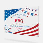 アメリカン カップル サマー BBQ ウェルカム プレート 結婚前のお祝い アクリルサイン (傾斜)