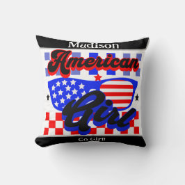アメリカン・ガール。星とストライプ。サングラス.編集 クッション
