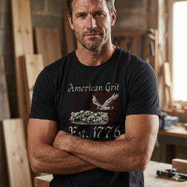アメリカン・グリット Est 1776 愛国心あふれるメンズTシャツ Tシャツ