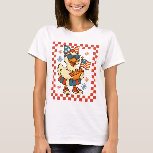 アメリカン・グース・ボウ・コケット 7月4日 アメリカ Tシャツ (正面)