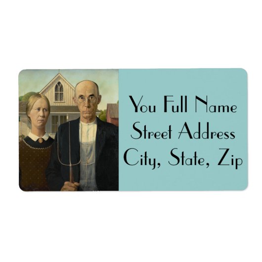 アメリカン・ゴシックの絵画 ラベル (正面)