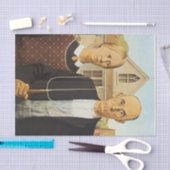 アメリカン・ゴシックバイ・グラント・ウッド、複製アート、ヴィン 薄葉紙 (クラフト)