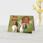 「アメリカン・ゴシック」誕生日カード付きおもしろい/Bassets カード (黄色い花)