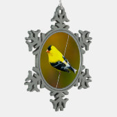 アメリカン・ゴールドフィンチ – オリジナル写真 スノーフレークピューターオーナメント (左)