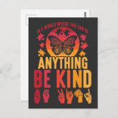 アメリカン・サイン・ランゲージBe kindパズル・バタフライ ポストカード (正面/裏面)