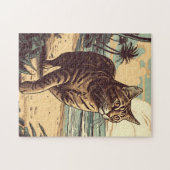 アメリカン・ショートヘア・キャット・アット・ア・トロピカルビーチ ジグソーパズル (横)