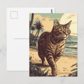 アメリカン・ショートヘア・キャット・アット・ア・トロピカルビーチ ポストカード (正面/裏面)