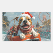 アメリカン・スタッフォードシャー・テリアのクリスマス 長方形シール (正面)