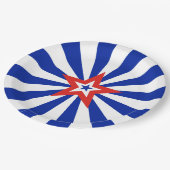 アメリカン・スター・オン・ラジエーション青と白ストライプ色 ペーパープレート (アングル)