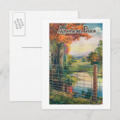 アメリカン・スチール&ワイヤCoフェンス道端のシーン ポストカード (正面/裏面)