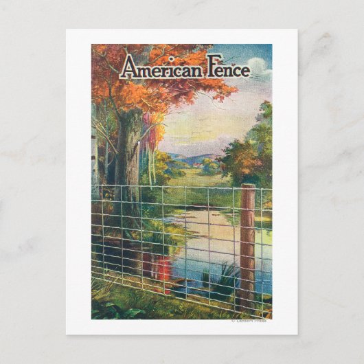 アメリカン・スチール&ワイヤCoフェンス道端のシーン ポストカード (正面)