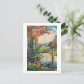 アメリカン・スチール&ワイヤCoフェンス道端のシーン ポストカード (スタンド正面)