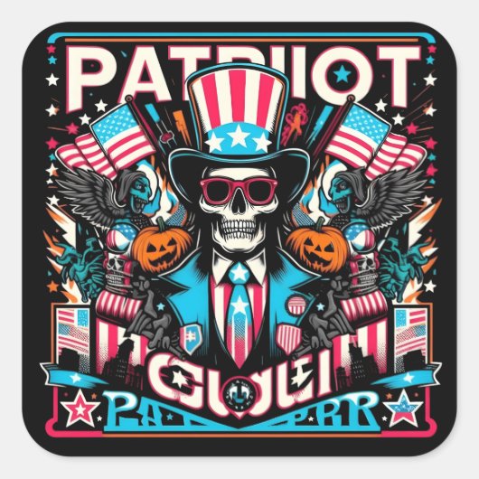 アメリカン・スピリットフェスティバルポップ・アートの・イン・アートスタイル スクエアシール (正面)