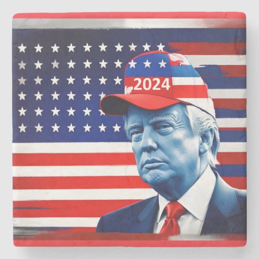 アメリカン・ドナルド・トランプ2024国旗 ストーンコースター (正面)