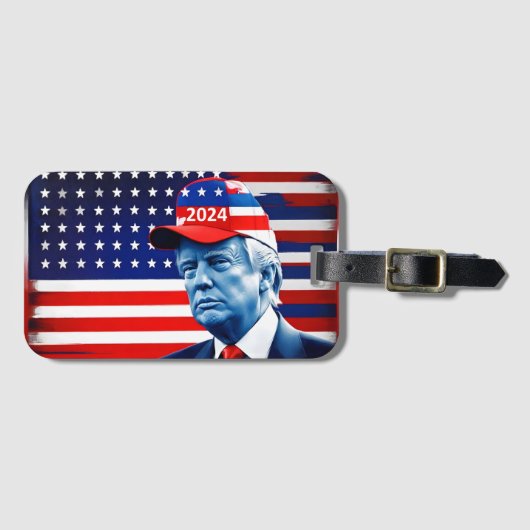アメリカン・ドナルド・トランプ2024国旗 ラゲッジタグ (正面横)