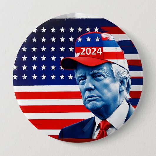 アメリカン・ドナルド・トランプ2024国旗 缶バッジ (正面)