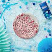 アメリカン・ドリー&レース， 10，赤オンクリーム ペーパープレート (パーティー)