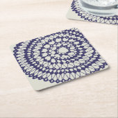 アメリカン・ドリー&レース、1、ブルーオンクリーム紙プラット スクエアペーパーコースター (アングル)