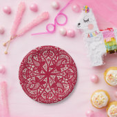 アメリカン・ドリー&レース、6、レッド・オン・クリーム ペーパープレート (パーティー)