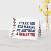 アメリカン・ネイビー・アンド・レッド・ベースボール誕生日ありがとう カード (黄色い花)