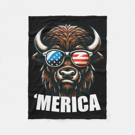 アメリカン・バイソン 4th Of J フリースブランケット (正面)