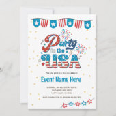 アメリカン・バイブ満載の7月4日パーティーにご招待 招待状 (正面)