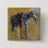 アメリカン・バッドランズ：オールドウェストのカウボーイと馬 缶バッジ (正面)