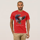 アメリカン・バルド・イーグルと星条旗 7月4日 Tシャツ (正面フル)