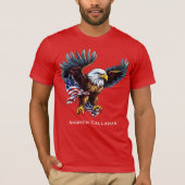 アメリカン・バルド・イーグルと星条旗 7月4日 Tシャツ (正面)