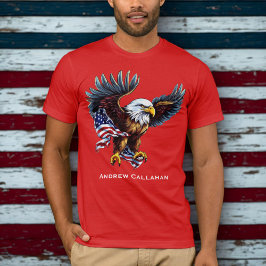 アメリカン・バルド・イーグルと星条旗 7月4日 Tシャツ