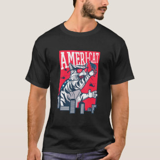 アメリカン+パトリオティック+アメリカン+キャット+プライド+7月4日  Tシャツ