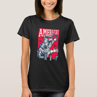 アメリカン+パトリオティック+アメリカン+キャット+プライド+7月4日 Tシャツ