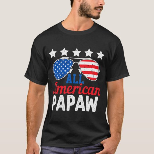 アメリカン・パパウ・レトロ7月4日愛国 Tシャツ (正面)