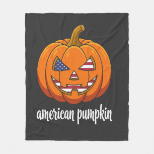アメリカン・パンプキン・パトリオティック・ハロウィン・ジャック・オ・ランタン フリースブランケット