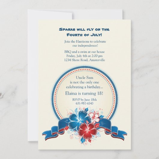 アメリカン ヒビスカスのパーティ招待状 招待状 (正面)