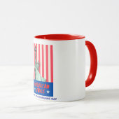 "アメリカン・ビベス"像リバティ・レッドストライプカスタム マグカップ (正面右)