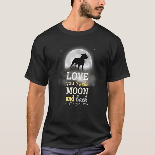 アメリカン・ピットブル・テリア APBT 月への愛 Tシャツ (正面)