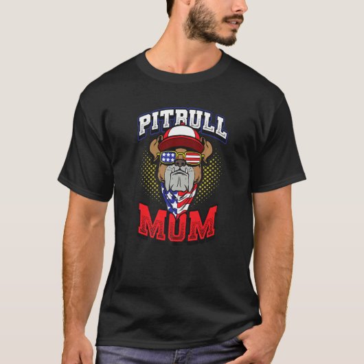 アメリカン・ピットブル・ママ アメリカ独立記念日 Tシャツ (正面)