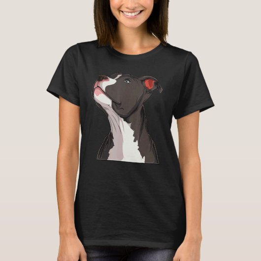 アメリカン・ピット・ブル・テリア 犬の頭部 缶 Tシャツ (正面)