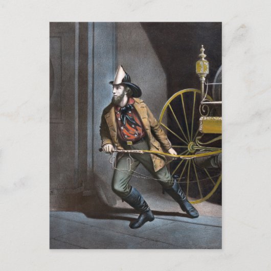 アメリカン・ファイアーマン1858ヴィンテージはがき ポストカード (正面)