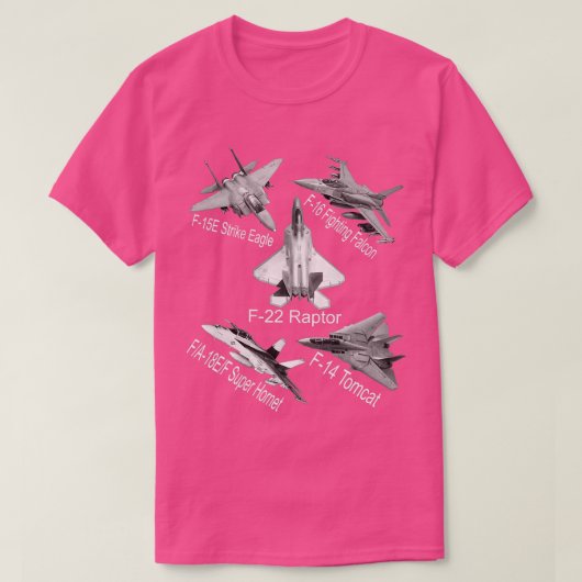 アメリカン・ファイターズ・ジェットF22ラプターF14omcat飛行機 Tシャツ (デザイン正面)